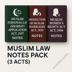 Muslim Law Notes Pack PDF – Shariat Act 1937, Dissolution Act 1939, Muslim Women’s Act 1986 Judiciary Exam Study Material